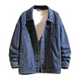 thumbnail image 1 of Babysbule Mens Winter Coats Men's Denim Jacket Multi-pocket Lapel Metal Button Jacket, 1 of 3