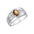 thumbnail image 3 of RYLOS Men's Rings Sterling Silver Classic 7X5MM Oval Gemstone & Diamond Ring Smoky Quartz June Birthstone Rings For Men, Men's Rings, Silver Rings, Size 9, 3 of 7