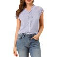 thumbnail image 1 of INSPIRE CHIC Blouse Fleurie pour Femme à Manches Courtes Cap, en Chiffon, Décontractée, à Volants, Hauts L Violet, 1 of 7
