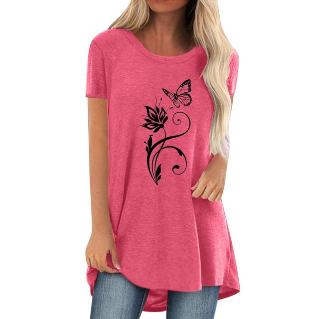 Pompotops Chemises Mode Décontractée pour Femmes Manches Courtes Tee-Shirt Ample Tunique Blouse