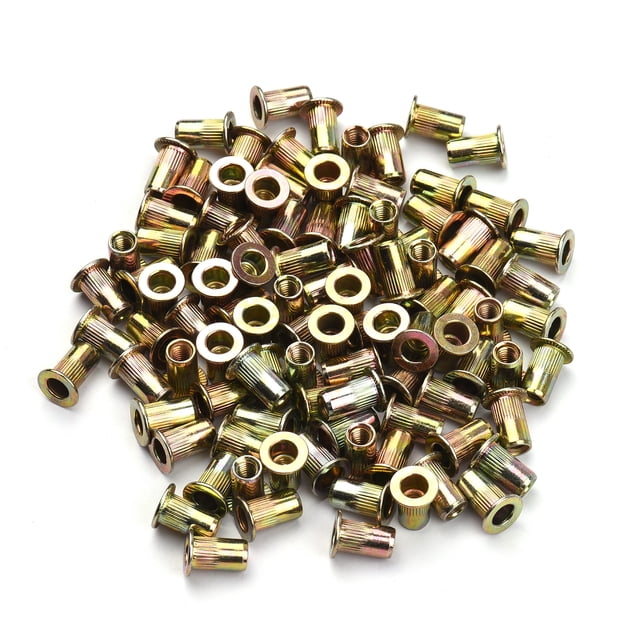 FlyFlise 100PCS Rivet Nut Set M3/4/5/6/8/10/12 Zinc Plated Stainless Steel