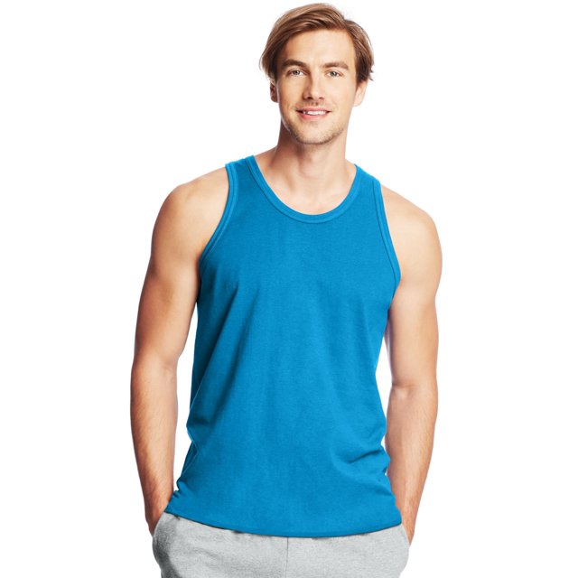 Hanes X-Temp Men`s Performance Tank, S, Neon Blue Heather