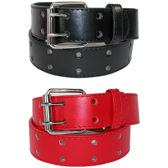 CTM® Kid's Leather Two Hole Jean Belt (Pack of 2 Colors)