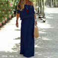 thumbnail image 5 of WTXUE Robes d'Été pour Femmes 2024, Robe d'Été pour Dames Couleur Unie Décontractée Couleur Unie à une Épaule Taille Élastique à Manches Courtes, Robe Bleue Femme, Blue2 L, 5 of 5