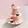 thumbnail image 4 of Three Tier Cake Stand, Foil Decorated Paper Display, Birthday Party Anniversary Event, Multi-Level Dessert Tower, Easy Assembly Storage, Centerpiece for Celebrations, 4 of 8