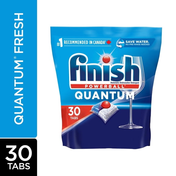 Détergent pour lave-vaisselle Finish, Quantum Max, Frais, 30 tablettes, Éclat et protection pour le verre