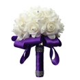 thumbnail image 1 of Faithtur Artificial Wedding Bride Bouquet Romantic Handheld Bridesmaid Flower with Ribbon, 1 of 4