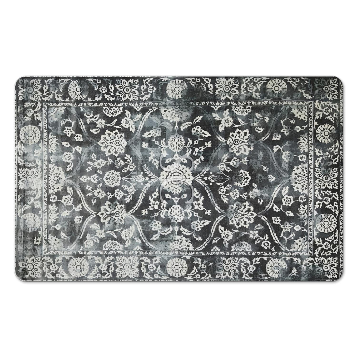 Distinctive Gray Vintage Bathroom Rug Runner: Non-Slip, Soft & Long - Machine Washable - Farmhouse Floral Mat Enhances Your Bathroom - 20x32 in