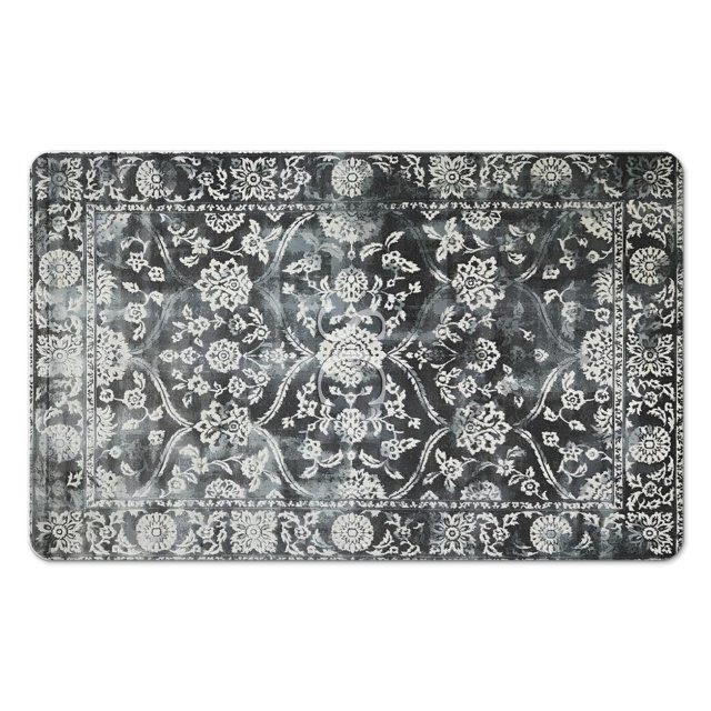 Distinctive Gray Vintage Bathroom Rug Runner: Non-Slip, Soft & Long - Machine Washable - Farmhouse Floral Mat Enhances Your Bathroom - 20x32 in