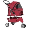 thumbnail image 1 of Poussette pour Chien Poussette pour Animal Poussette pour Chat pour Chiens Moyens et Petits Pliable de Voyage 3 Roues Imperméable Poussette pour Chiot, Rouge, 1 of 5