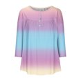 thumbnail image 4 of Pisexur Womens Plus Size Sweatshirt Gradients 3/4 Length Sleeve Tops Fall V-Neck Blouses Spring Ruffle Sleeve Tunic T-Shirts Dressy Casual, 4 of 4