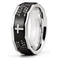 thumbnail image 2 of Men's Lords Prayer Stainless Steel Ring Christian Cross Bible Two-Tone, 2 of 5