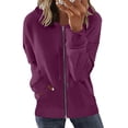 thumbnail image 2 of VEKDONE Womens Zip Up Hoodies Jackets Fall Long Sleeve Thin Fleece Coat Basic Solid Color Drawstring Hooded Jacket Soft Lightweight Athletic Outerwear Hot Pink S, 2 of 6