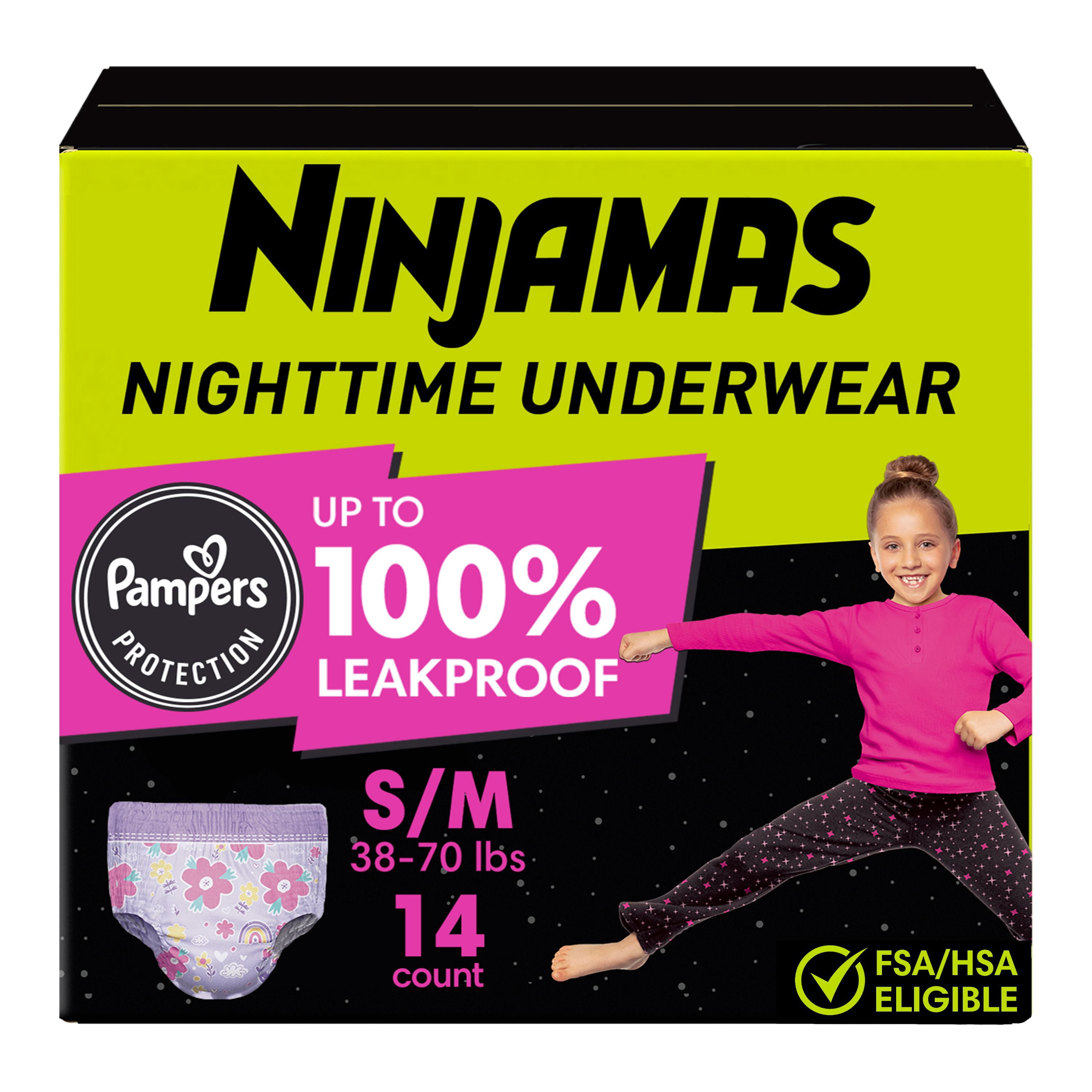 Sous-vêtements de nuit pour l’énurésie Ninjamas pour filles, taille P/M (17 à [38 à 70 lb])