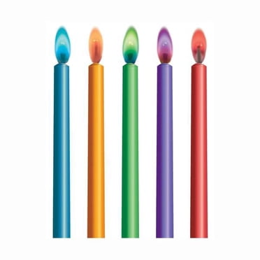 Color Flame Birthday Candles in Holders