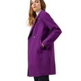 thumbnail image 3 of INSPIRE CHIC Women's Double Breasted Lapel Raglan Long Sleeve Mid Length Overcoat, 3 of 6