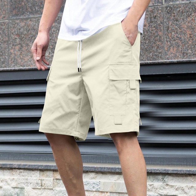 EOYWHK Cycling Shorts for Men Elastic Waist Athletic Shorts Loose Fit Solid Color Gym Workout Running Shorts