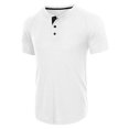 thumbnail image 2 of EGNMCR Men's Plus Size Shirts Solid Color Short Sleeve T-Shirts Button-Up Shirts, 2 of 4