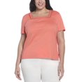 thumbnail image 1 of RAFAELLA Women's Square Neckline Short Sleeve Tee Shirt, 1 of 5