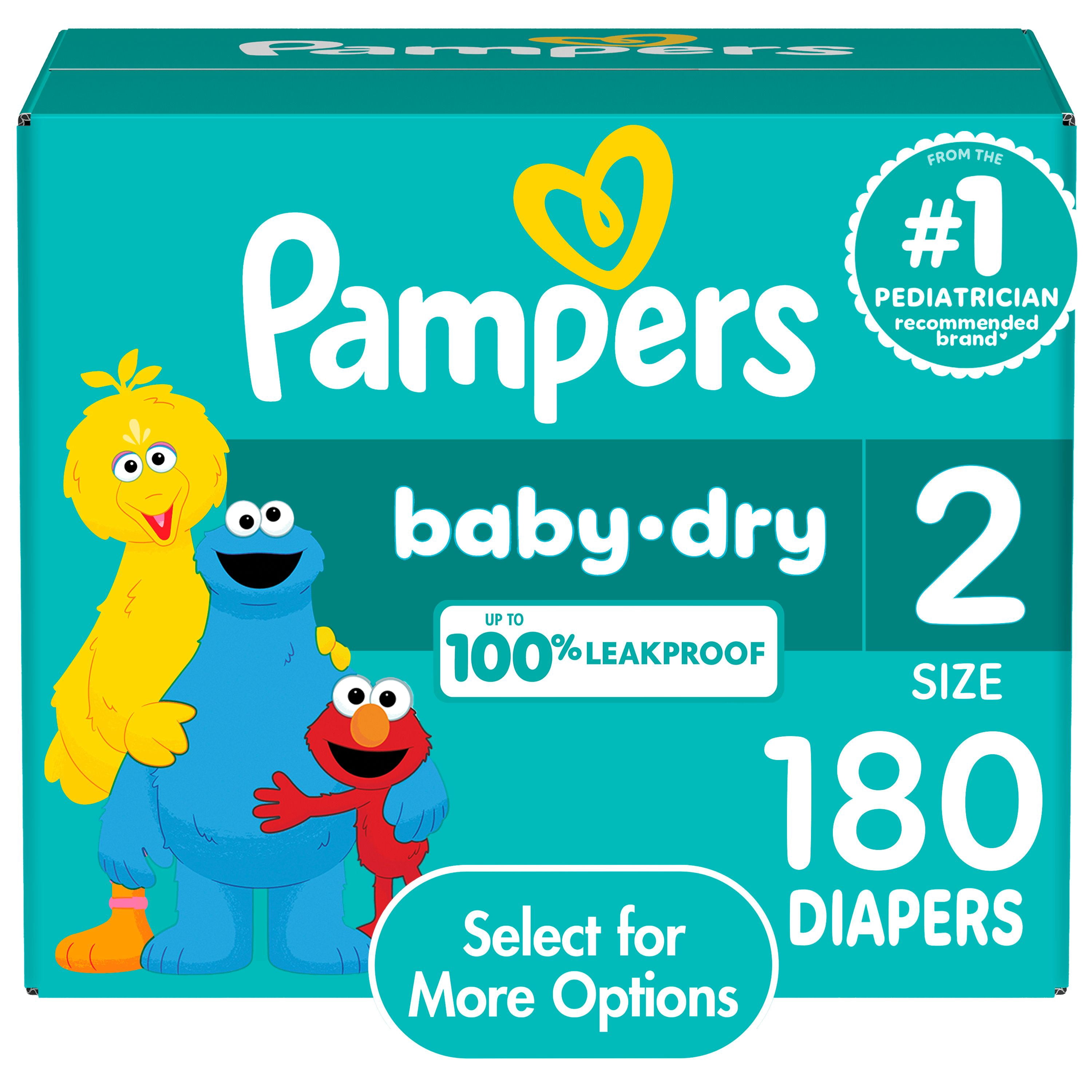 Pampers Baby Dry Diapers, Size 2, 12-18 lbs, Absorbent Disposable Diapers