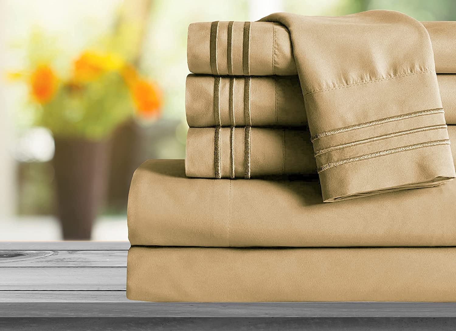 Mocassi 1800 Series Sheet Set 6 Pieces Deep Pocket California King Gold