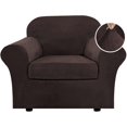 thumbnail image 1 of Modern Velvet Plush 4 Piece High Stretch Sofa Slipcover Furniture Protector Form Fit Luxury Thick Sofa Cover, Machine Washable, 1 of 6