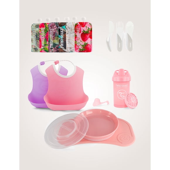 Twistshake Ensemble d'Alimentation pour Bébé Fille, Coffret Cadeau 12 Pcs 6+m