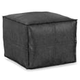 thumbnail image 1 of Simpli Home Brody Boho Square Pouf in Distressed Black Faux Leather, 1 of 6
