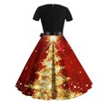 thumbnail image 3 of Jsaierl Robe de Noël pour Femmes à Manches Longues, Col en V, Plissée, Robes de Bal avec Ceinture, Robe Évasée 2024 pour l'Hiver, Vacances, Cocktail, Fête, 3 of 3