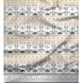 thumbnail image 1 of Soimoi Poly Georgette Fabric Leaves & Floral Block Print Fabric by The Yard 52 Inch Wide, 1 of 3