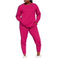 thumbnail image 1 of Timegard Ensembles 2 Pcs pour Femmes Col Ras du Cou Haut à Manches Longues Pantalon de Course Tenues d'Automne Confortables avec Poches, 1 of 6