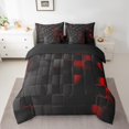 thumbnail image 2 of YST 7 Piece Geometry Bed in a Bag Red Square Pattern Bedding Set, Queen, 2 of 5