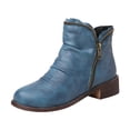 thumbnail image 1 of Zipper Chelsea Ankle Boots for Women Vintage Slouchy Leather Low Heels Short Booties Winter Fall Work Shoes, 1 of 8