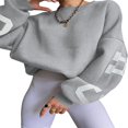 thumbnail image 2 of Women Loose Pullover Sweatshirts Letter Thickened Long Sleeve Tops, 2 of 3