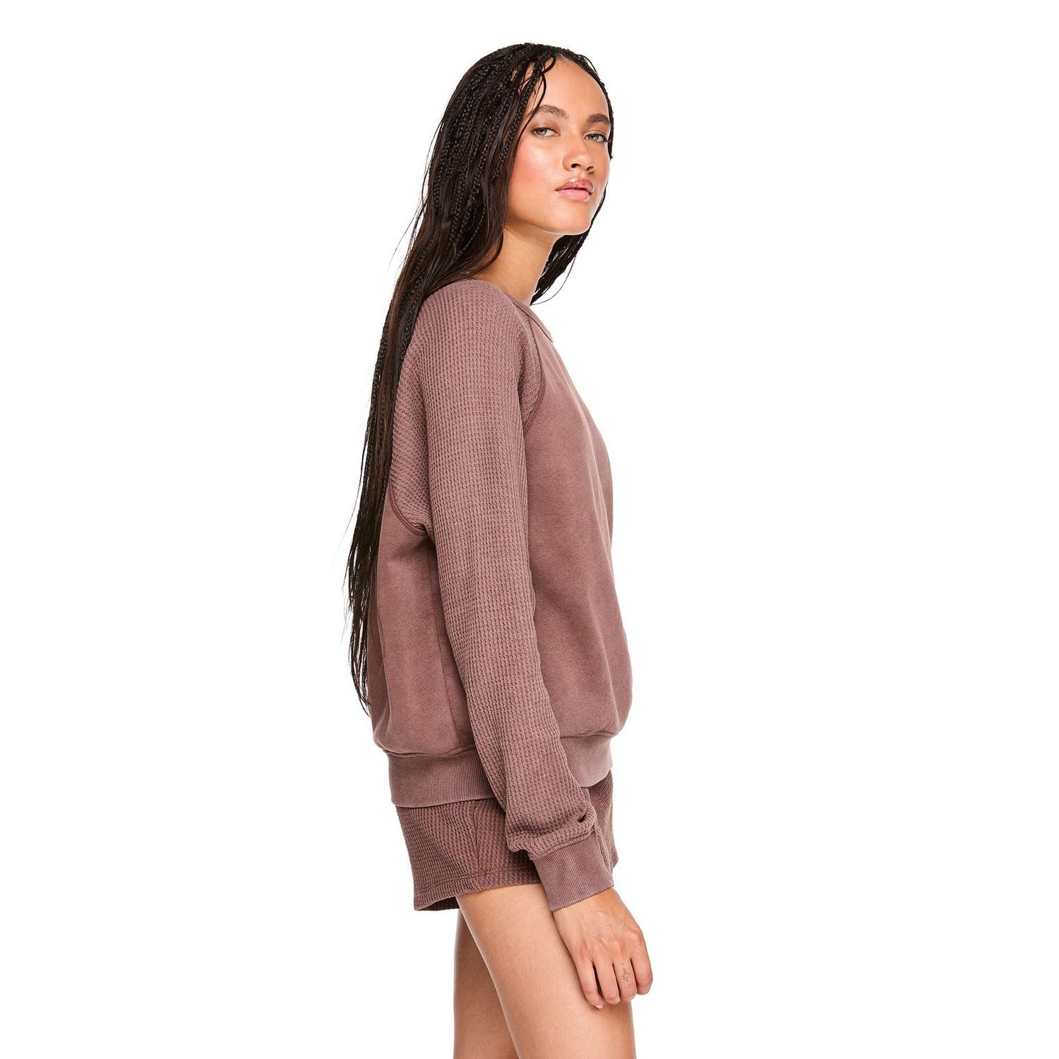 Coton ouaté à manches raglan en tricot gaufré Wild Skye pour femmes