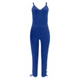 thumbnail image 5 of B91xZ Combinaison Décontractée Sans Manches à Col en V pour Femmes, Bleu, G, 5 of 5