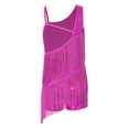 thumbnail image 2 of Ocealan Robe de Danse Latine pour Filles Sequins Jazz Moderne Fête d'Anniversaire Jupe à Franges Justaucorps Rose Vif 14, 2 of 5