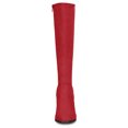 thumbnail image 2 of Unique Bargains Bottes Hauteur Genou à Talon Bloc à Bout Rond pour Femmes Rouge 9,5, 2 of 7