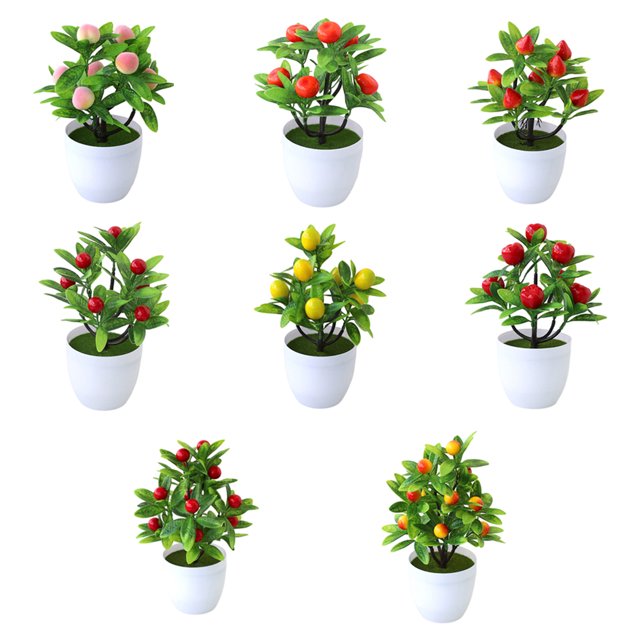 Ruiboury Add Touch Of Green To Living Space Artificial Plant Collection Home Decor Plastic Artificial Potted Plants False Plant lemon 1Set