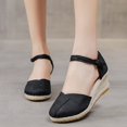 thumbnail image 2 of Sandales Décontractées Rétro à Talon Compensé pour Femmes à Bout Fermé avec Bride à Boucle Espadrilles à Talon Compensé pour Dames, 2 of 9