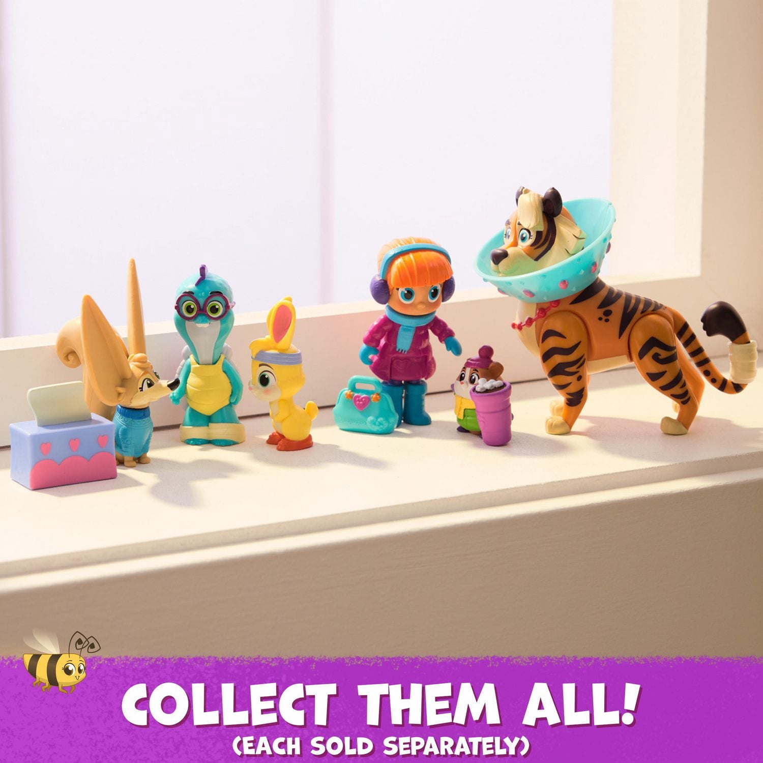 Vida la Véto, Coffret Rhume et câlinous avec figurines articulées Zigzag et Durdur et boîte de mouchoirs, jouets pour filles et garçons à partir de 3 ans