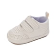 thumbnail image 1 of Spring And Autumn Children Baby Toddler Shoes Boys And Girls Flat Bottom Non Slip Lightweight Comfortable Double Hook Loop Solid Color Simple Style Baby Sneakers White 13/12 M—18 M, 1 of 7