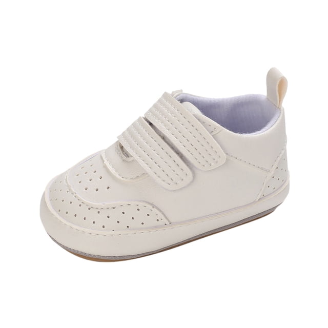 Spring And Autumn Children Baby Toddler Shoes Boys And Girls Flat Bottom Non Slip Lightweight Comfortable Double Hook Loop Solid Color Simple Style Baby Sneakers White 13/12 M—18 M