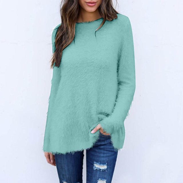 DPTALR Womens Winter Long Sleeve Round Neck Pullover Sweater
