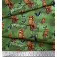 thumbnail image 2 of Soimoi Poly Georgette Fabric Owl,Bat & Haunted House Halloween Print Fabric by the Yard 42 Inch Wide, 2 of 3
