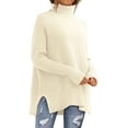 thumbnail image 1 of Dagegui Women's Oversized Turtleneck Sweaters Fall Drop Shoulder Long Sleeve Ribbed Knit Tunic Pullover Tops Beige,S, 1 of 5