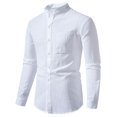 thumbnail image 1 of 2025 New Men's Solid Color Cotton Linen Long Sleeve Shirt, 1 of 5