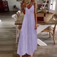thumbnail image 2 of Yuyuzo Robe Maxi pour Femmes au Crochet Sans Manches à Bretelles Spaghetti Longue Robe Décontractée à Col en V Fluide d'Été Boho Robe Maxi, 2 of 6