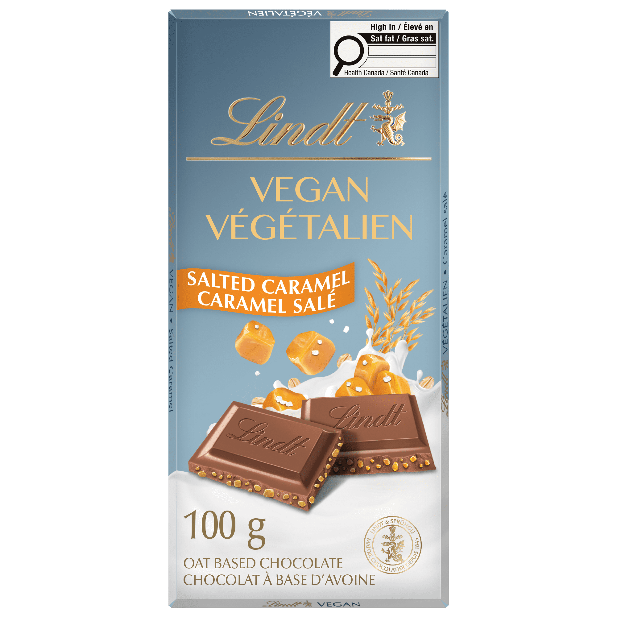 Lindt Vegan Salted Caramel Chocolate Bar, 100 Grams