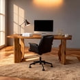 thumbnail image 3 of Tribesigns 63" Live Edge Rustic Solid Wood Executive Desk, Farmhouse Large Computer Office Desk Workstation for Modern Home Office & Business Furniture, 3 of 7